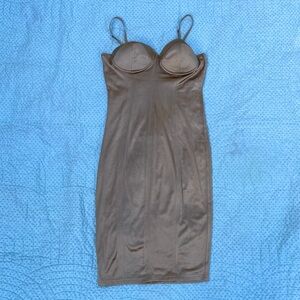 NWOT Fashion Nova Gold Satin Fitted Dress